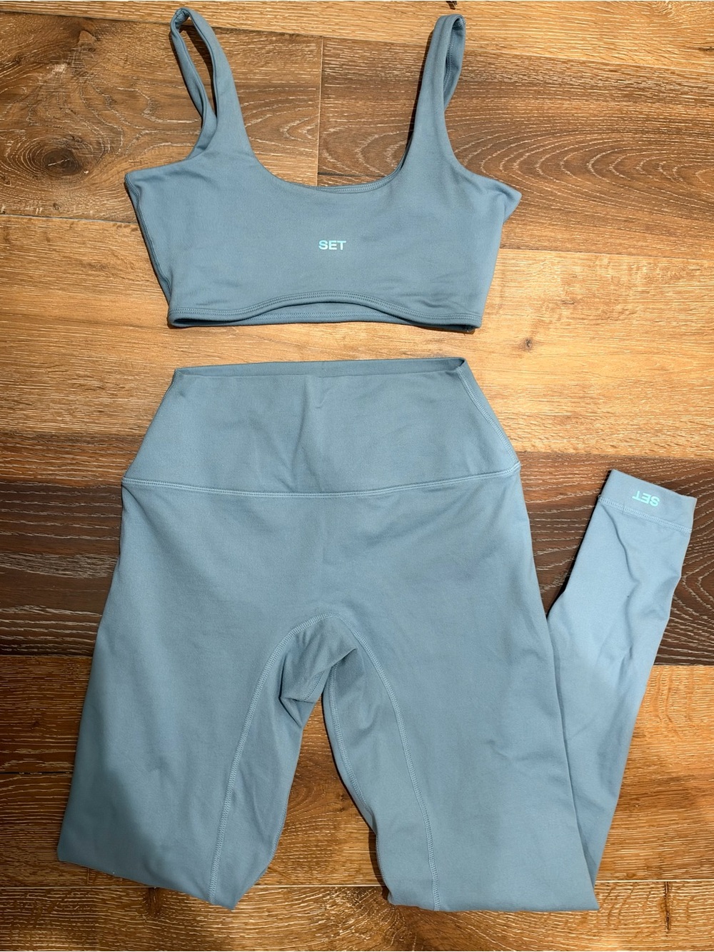 SET Active Slate Blue High-Waist Leggings & Sports Bra Set
